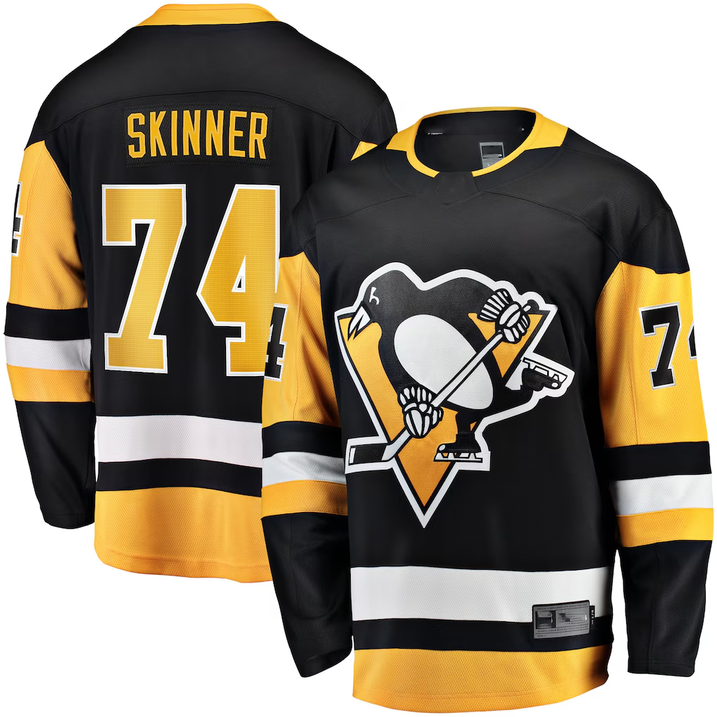 Friene P.Penguins #74 Stuart Skinner Black Home Breakaway Jerseys