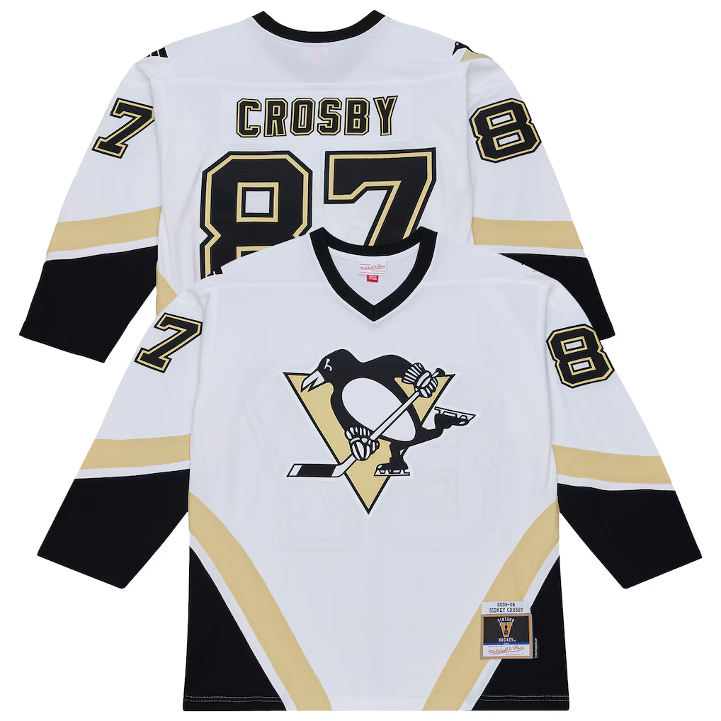 Friene P.Penguins #87 Sidney Crosby Mitchell & Ness White 2005 Power Play Jerseys