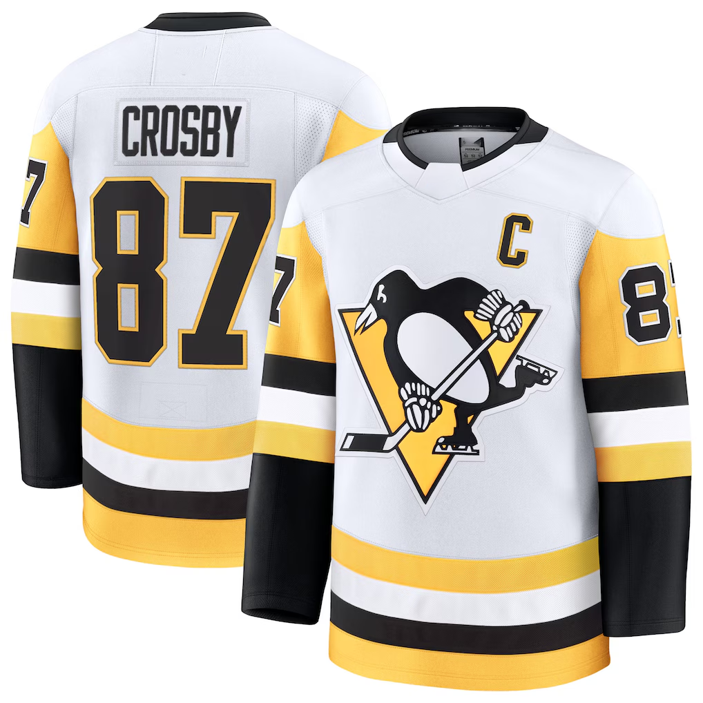 Friene P.Penguins #87 Sidney Crosby White Away Premium Jerseys