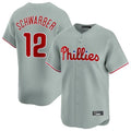 Friene P.Phillies #12 Kyle Schwarber Player Gray Home Limited Stitched Jerseys