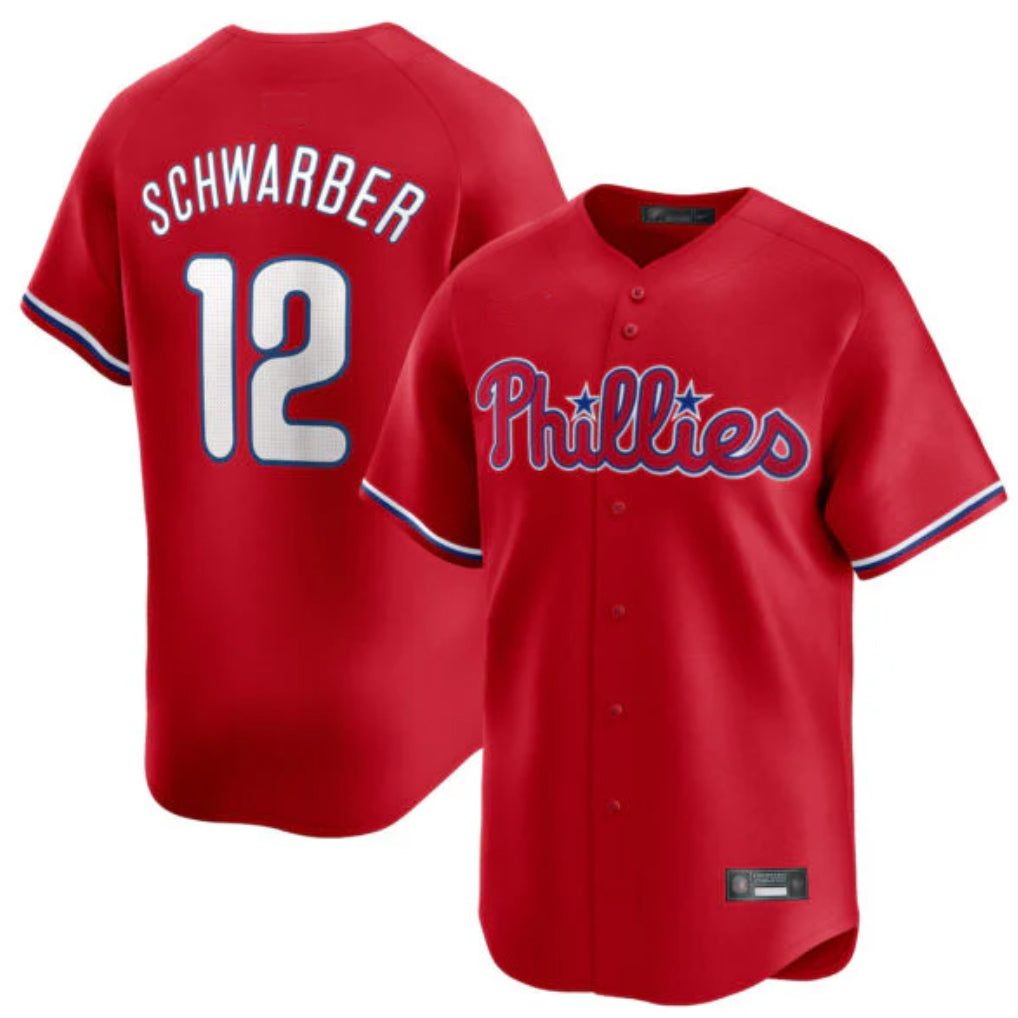 Friene P.Phillies #12 Kyle Schwarber Player Red Home Limited Stitched Jerseys