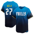 Friene  P.Phillies #27 Aaron Nola Player Blue City Connect Home Limited Stitched Jerseys