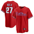 Friene  P.Phillies #27 Aaron Nola Player Red Home Game Stitched Jerseys