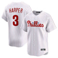 Friene P.Phillies #3 Bryce Harper Player White Home Limited Stitched Jerseys