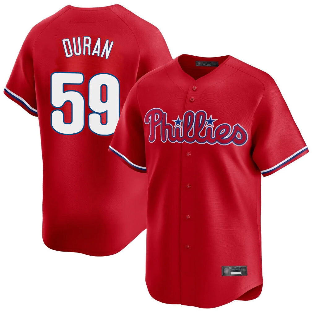 Friene P.Phillies #59 Jhoan Duran Player Red Home Limited Stitched Jerseys