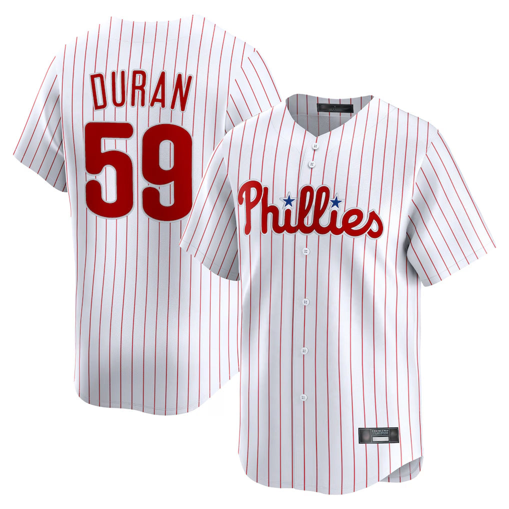 Friene P.Phillies #59 Jhoan Duran Player White Home Limited Stitched Jerseys