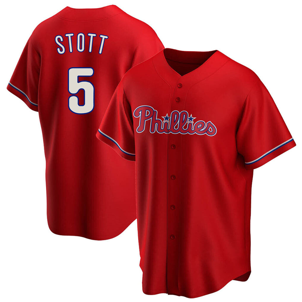 Friene P.Phillies #5 Bryson Stott Player Red Home Game Stitched Jerseys