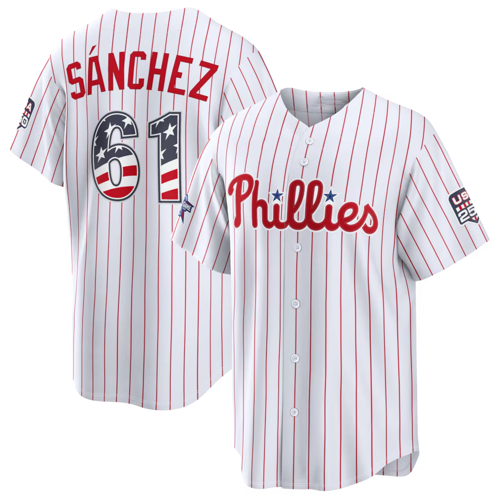 Friene P.Phillies #61 Cristopher S¨¢nchez White 2026 All-Star Edition Stars & Stripes Stadium Jerseys