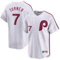 Friene P.Phillies #7 Trea Turner Player White Cooperstown Collection Limited Home Stitched Jerseys
