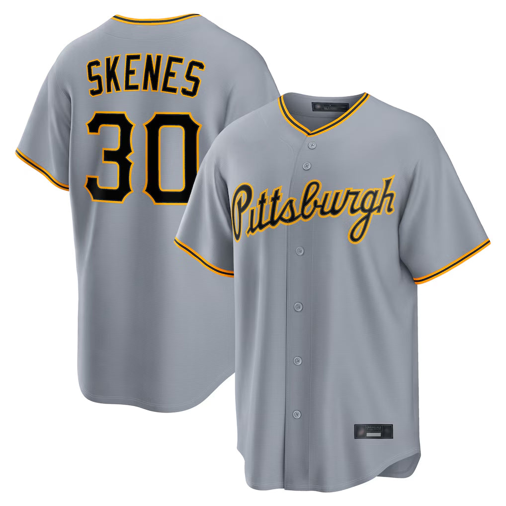 Friene P.Pirates #30 Paul Skenes Player Gray Road Home Game Stitched Jerseys