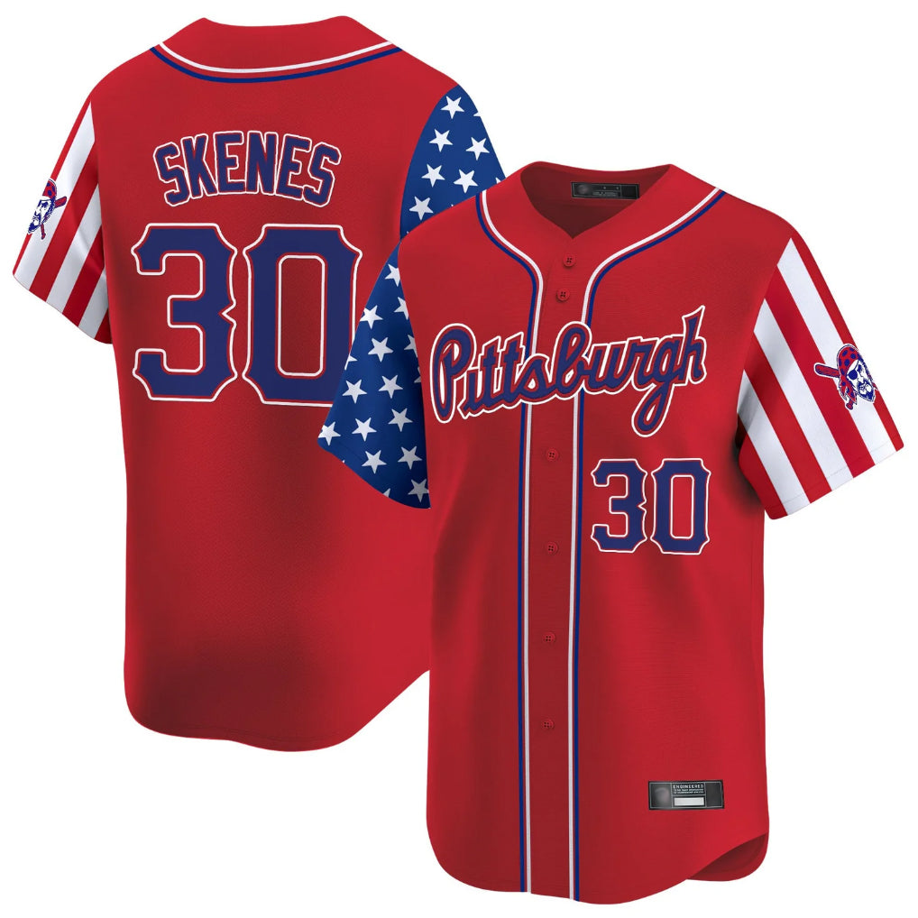 Friene P.Pirates #30 Paul Skenes Player Red 2025 Independence Day Vapor Premier Limited Stitched Jerseys