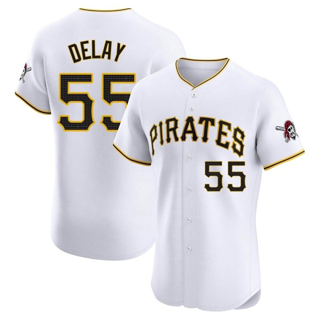 Friene  P.Pirates #55 Jason Delay Player White Home Limited Elite Stitched Jerseys