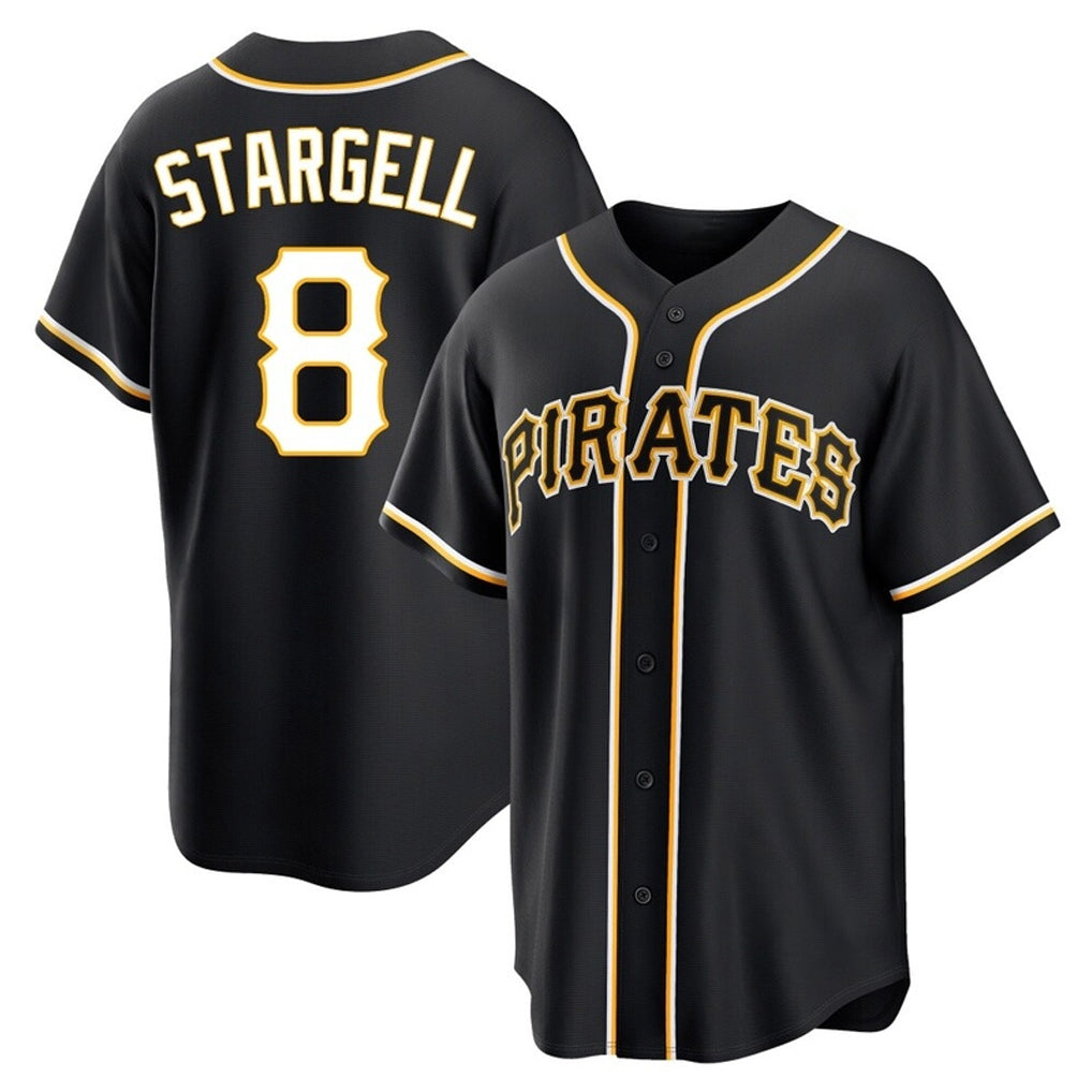 Friene P.Pirates #8 Willie Stargell Player Black Fashion Out Home Game Stitched Jerseys