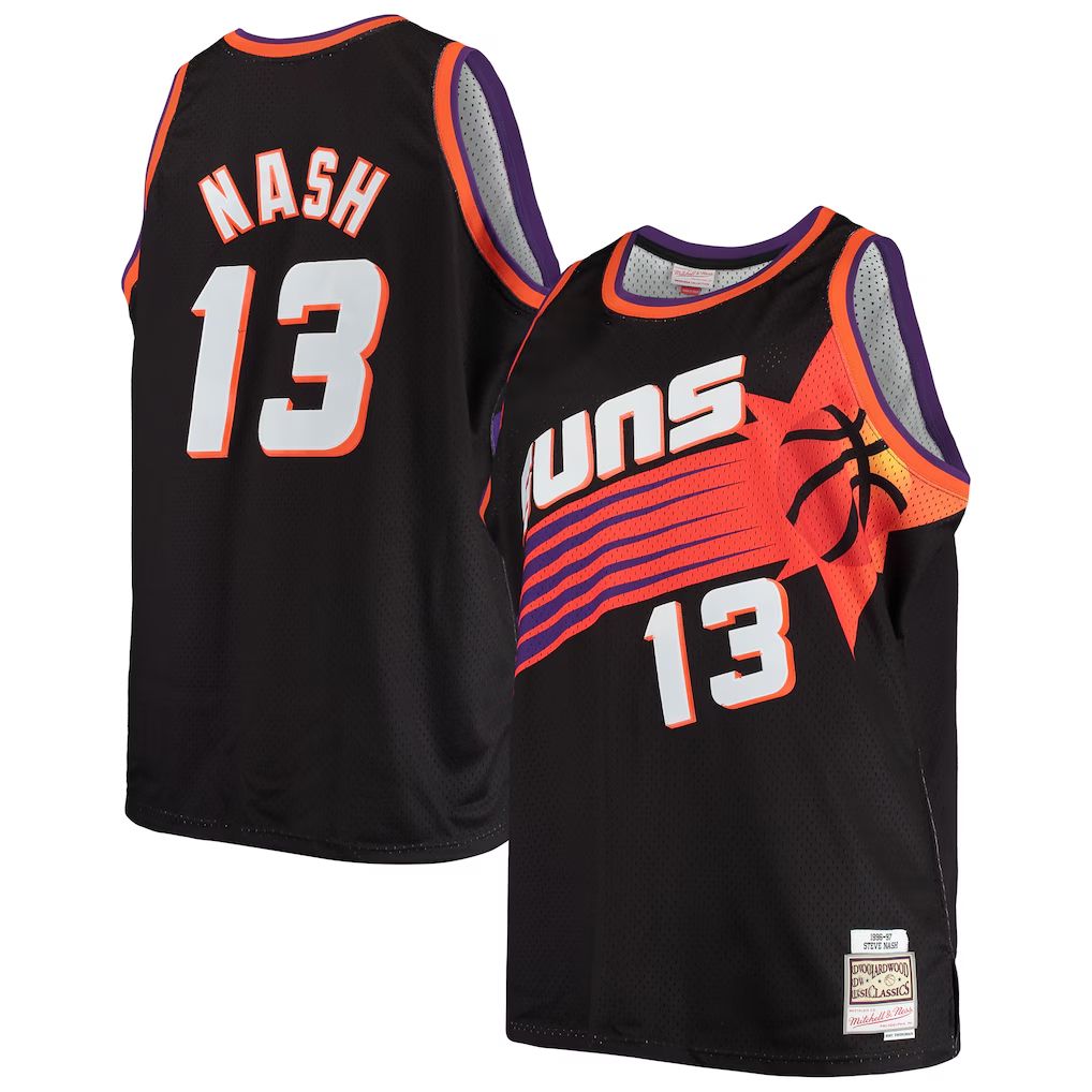 Friene P.Suns #13 Steve Nash Mitchell & Ness Black 199697 Big & Tall Hardwood Classics Swingman Stitched Jerseys
