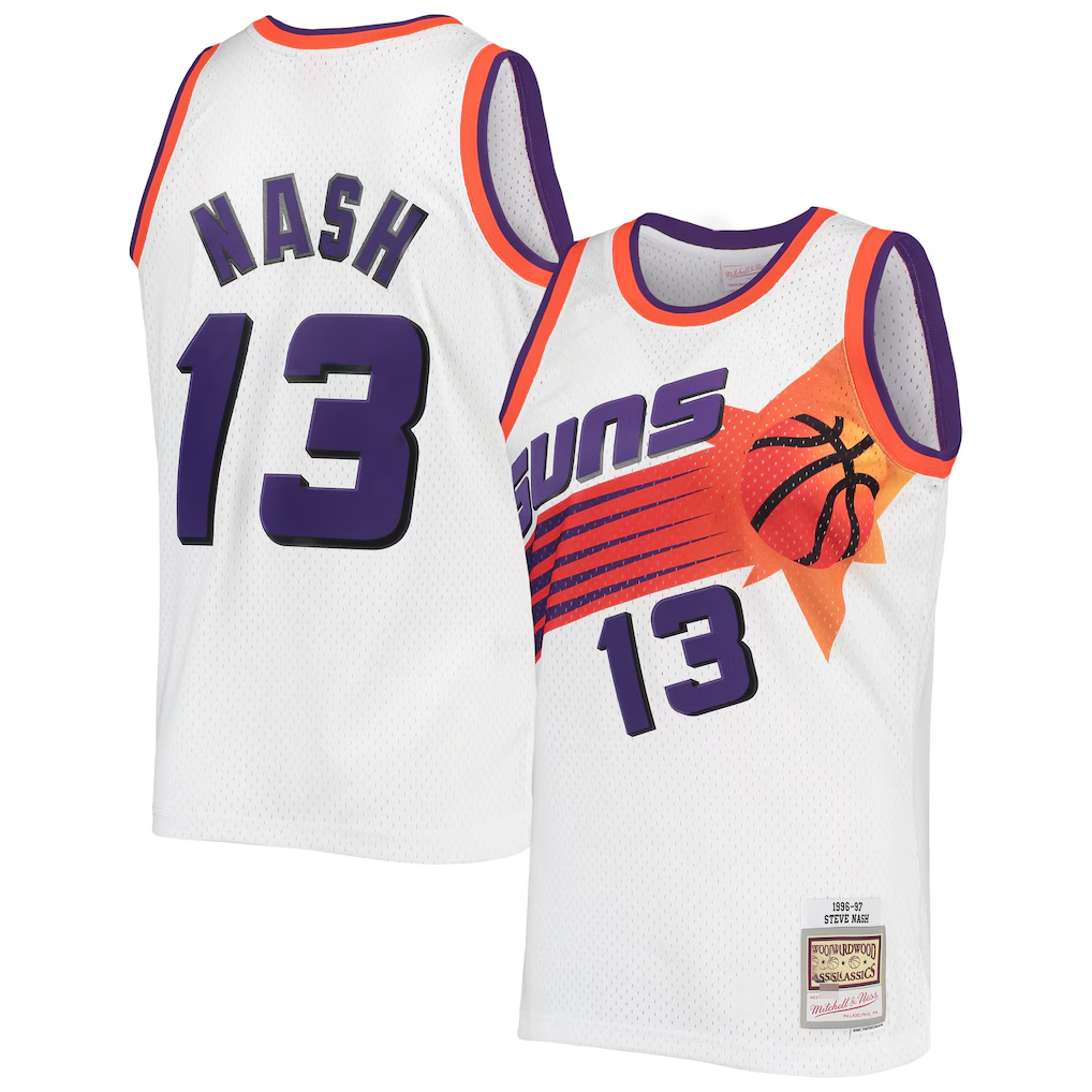 Friene P.Suns #13 Steve Nash Mitchell & Ness White 199697 Hardwood Classics Swingman Stitched Jerseys