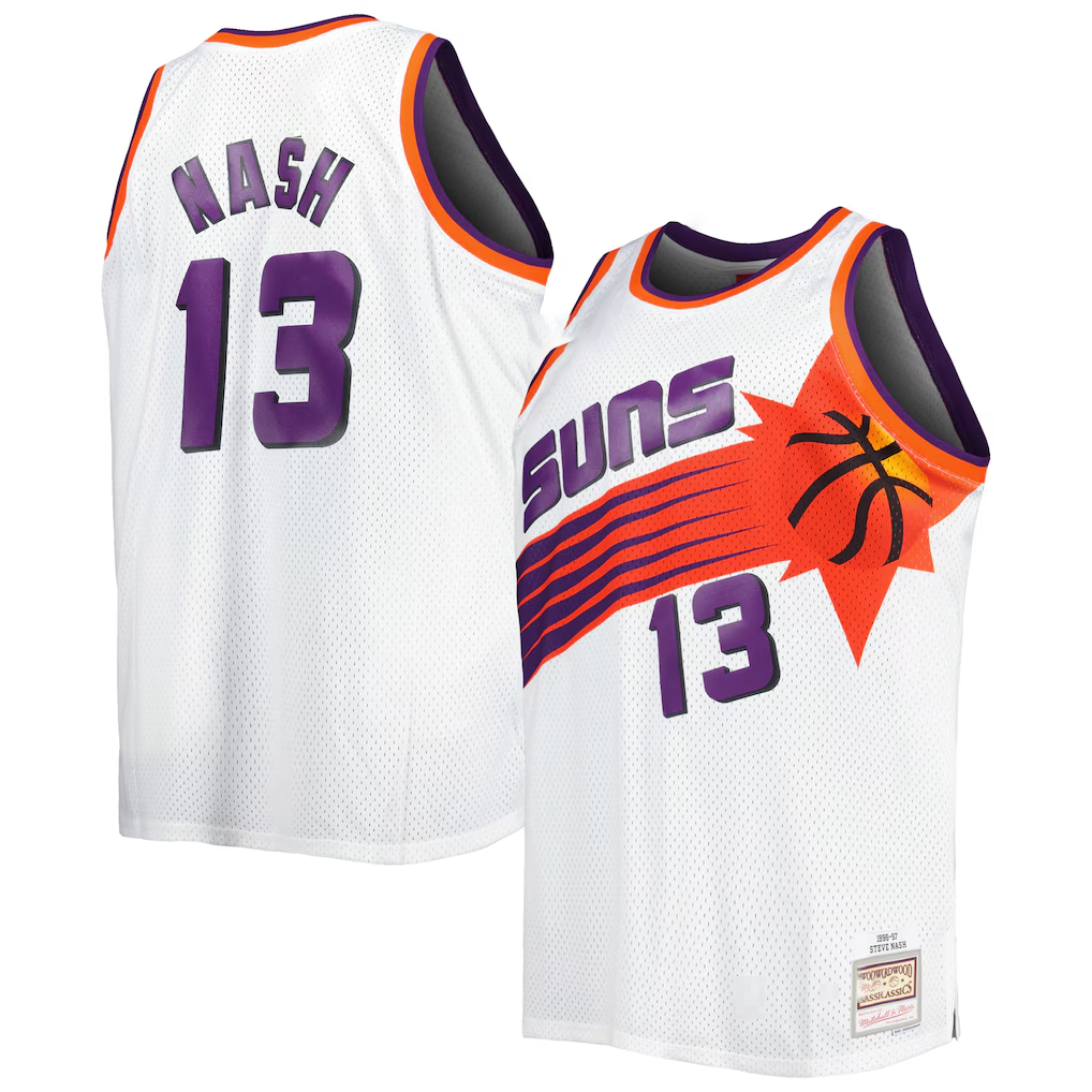 Friene P.Suns #13 Steve Nash Mitchell & Ness White Big & Tall Hardwood Classics 199697 Swingman Stitched Jerseys