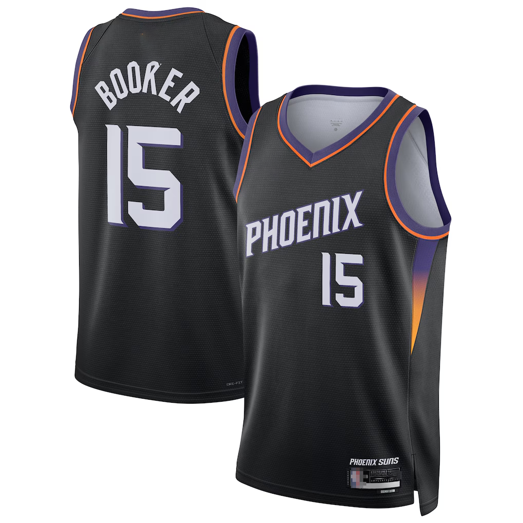 Friene P.Suns #15 Devin Booker Black Swingman Stitched Jerseys - Statement Edition