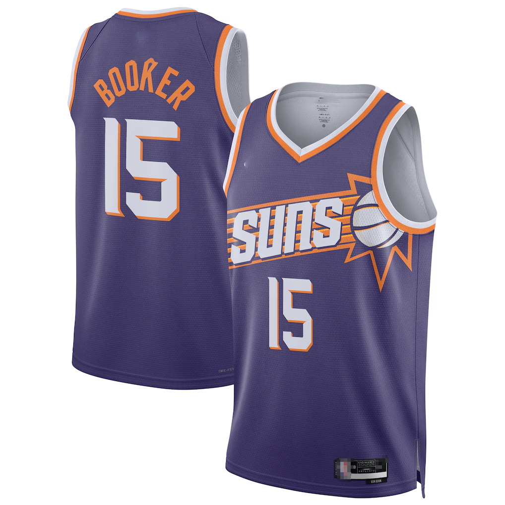 Friene P.Suns #15 Devin Booker Purple Swingman Player Stitched Jerseys- Icon Edition