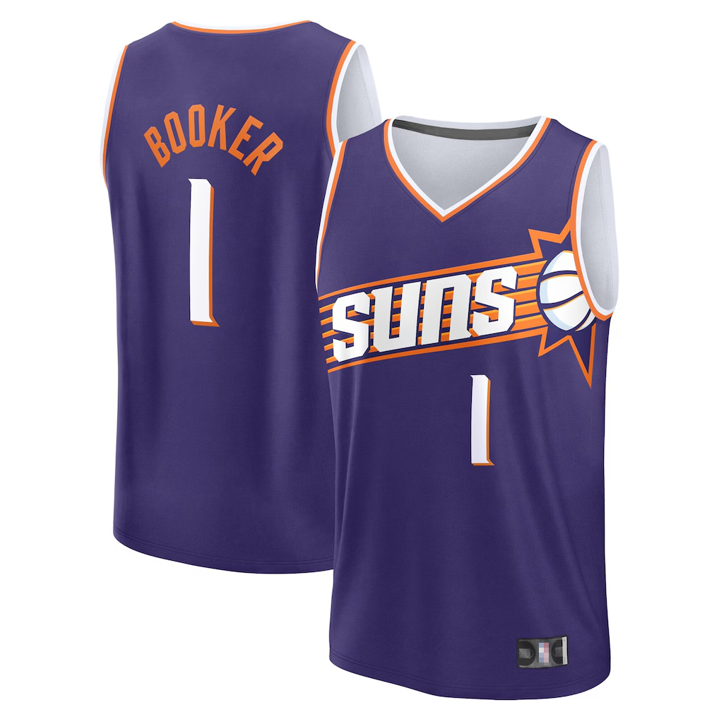 Friene P.Suns #1 Devin Booker Purple Big & Tall Fast Break Stitched Jerseys - Icon Edition