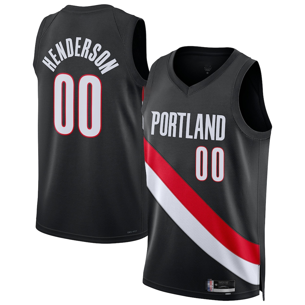 Friene PT.Blazers #00 Scoot Henderson Black Swingman Stitched Jerseys - Icon Edition