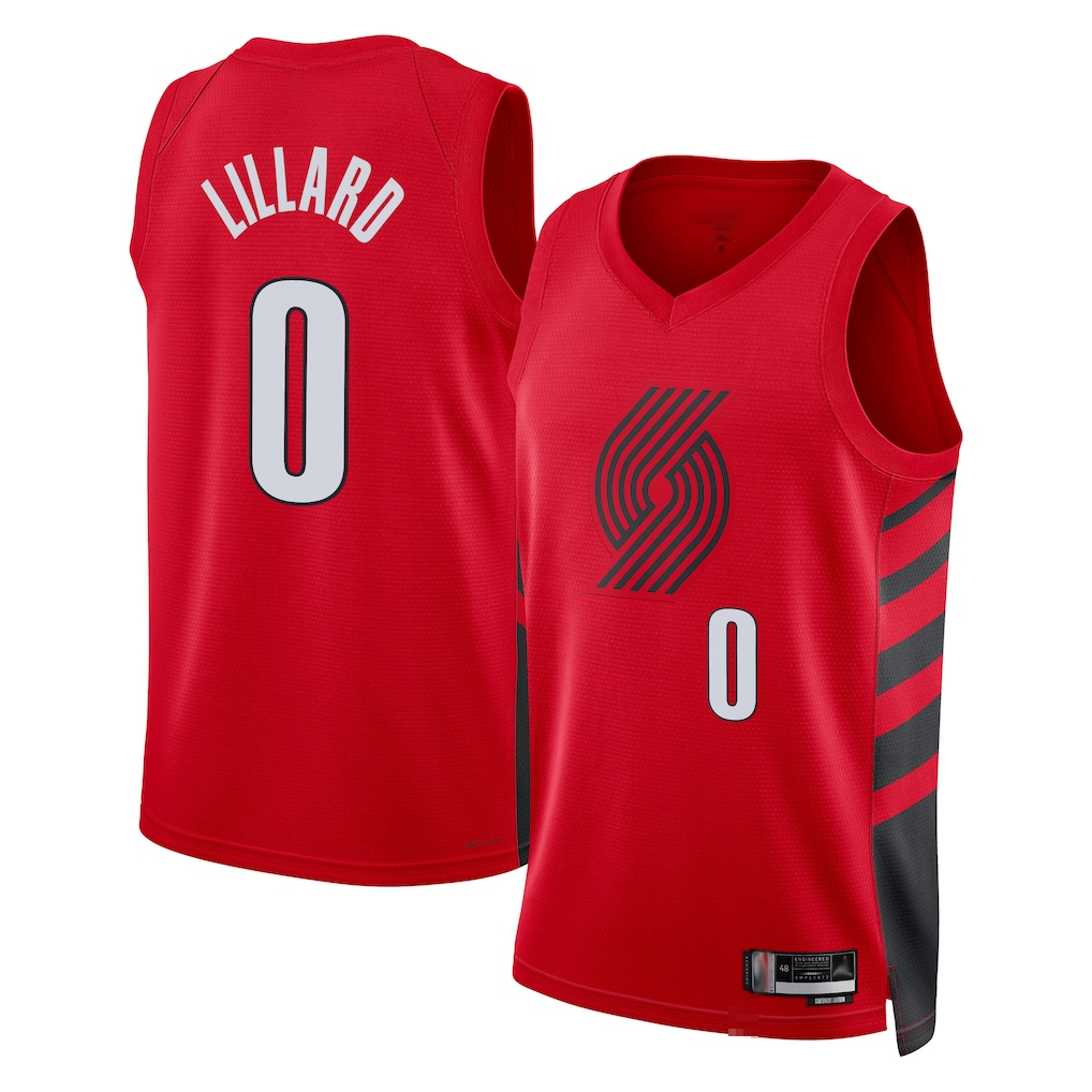 Friene PT.Blazers #0 Damian Lillard Red Swingman Stitched Jerseys - Statement Edition
