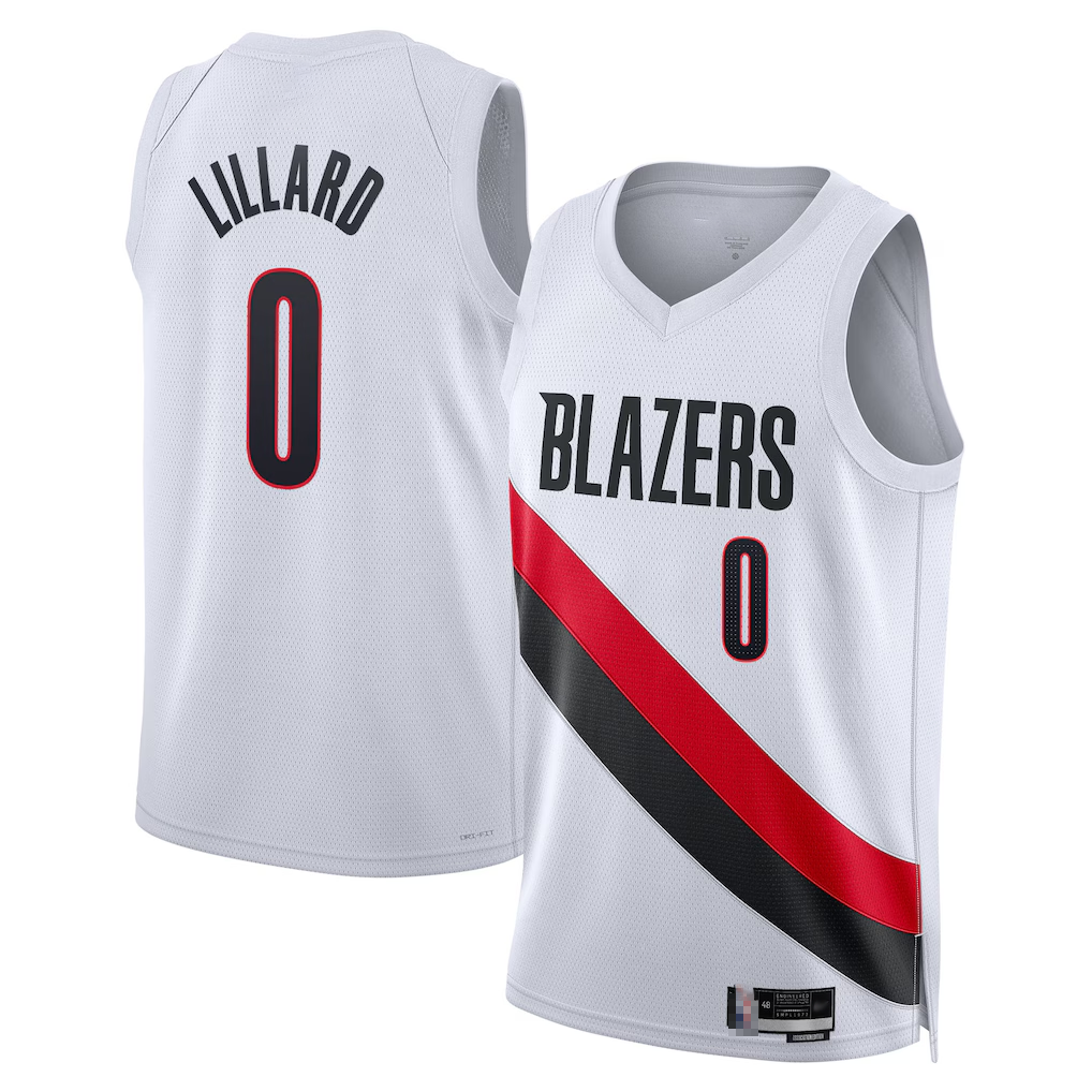 Friene PT.Blazers #0 Damian Lillard White Swingman Stitched Jerseys - Association Edition