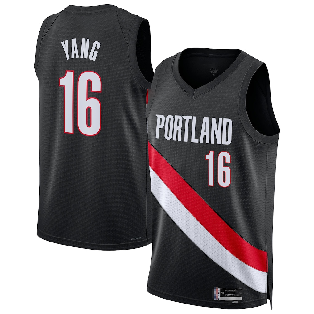 Friene PT.Blazers #16 Yang Hansen Black Swingman Stitched Jerseys - Icon Edition