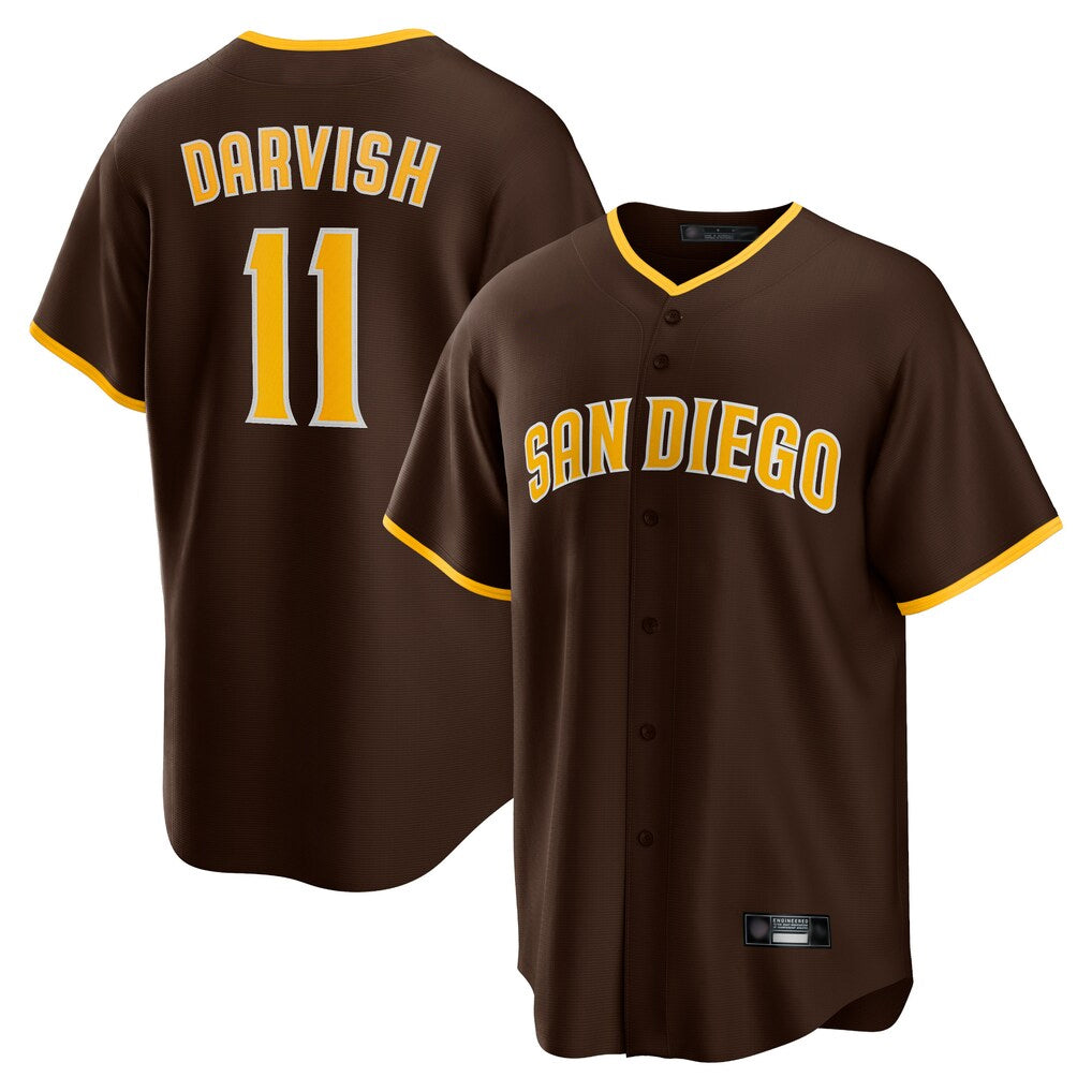 Friene S.Diego Padres #11 Yu Darvish Player Brown Alternate Replica Game Stitched Jerseys