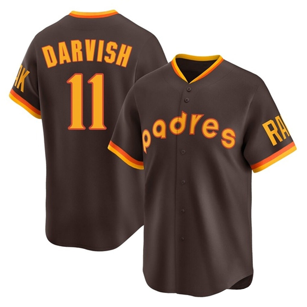Friene S.Diego Padres #11 Yu Darvish Player Brown Home Cooperstown Collection Replica Game Stitched Jerseys