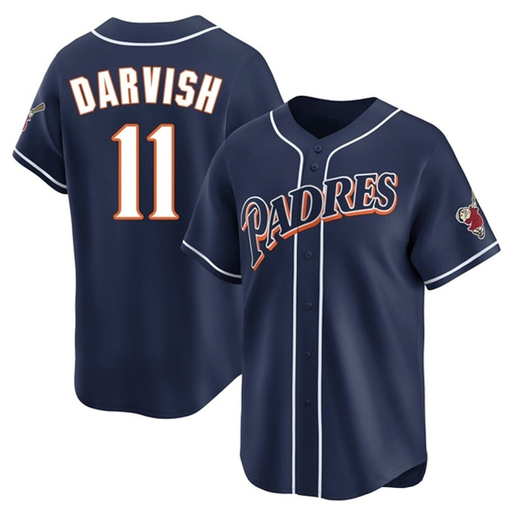 Friene S.Diego Padres #11 Yu Darvish Player Navy Cooperstown Collection Limited Home Stitched Jerseys