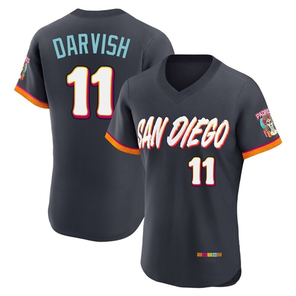 Friene S.Diego Padres #11 Yu Darvish Player Obsidian 2026 City Connect Home Elite T-shirt Stitched Jerseys