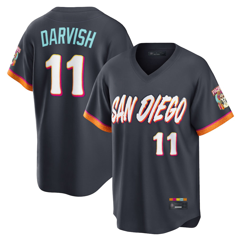 Friene S.Diego Padres #11 Yu Darvish Player Obsidian 2026 City Connect Home Game T-shirt Stitched Jerseys