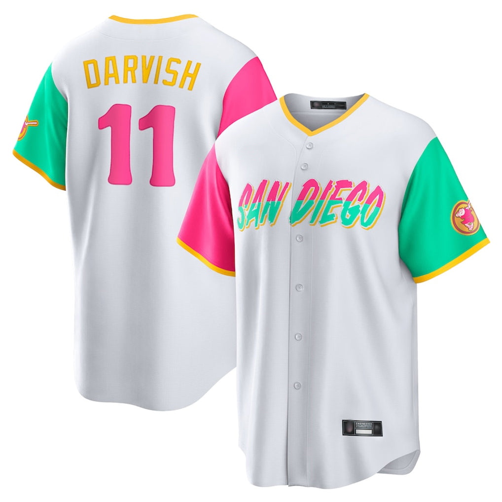 Friene S.Diego Padres #11 Yu Darvish Player White City Connect Home Game Stitched Jerseys