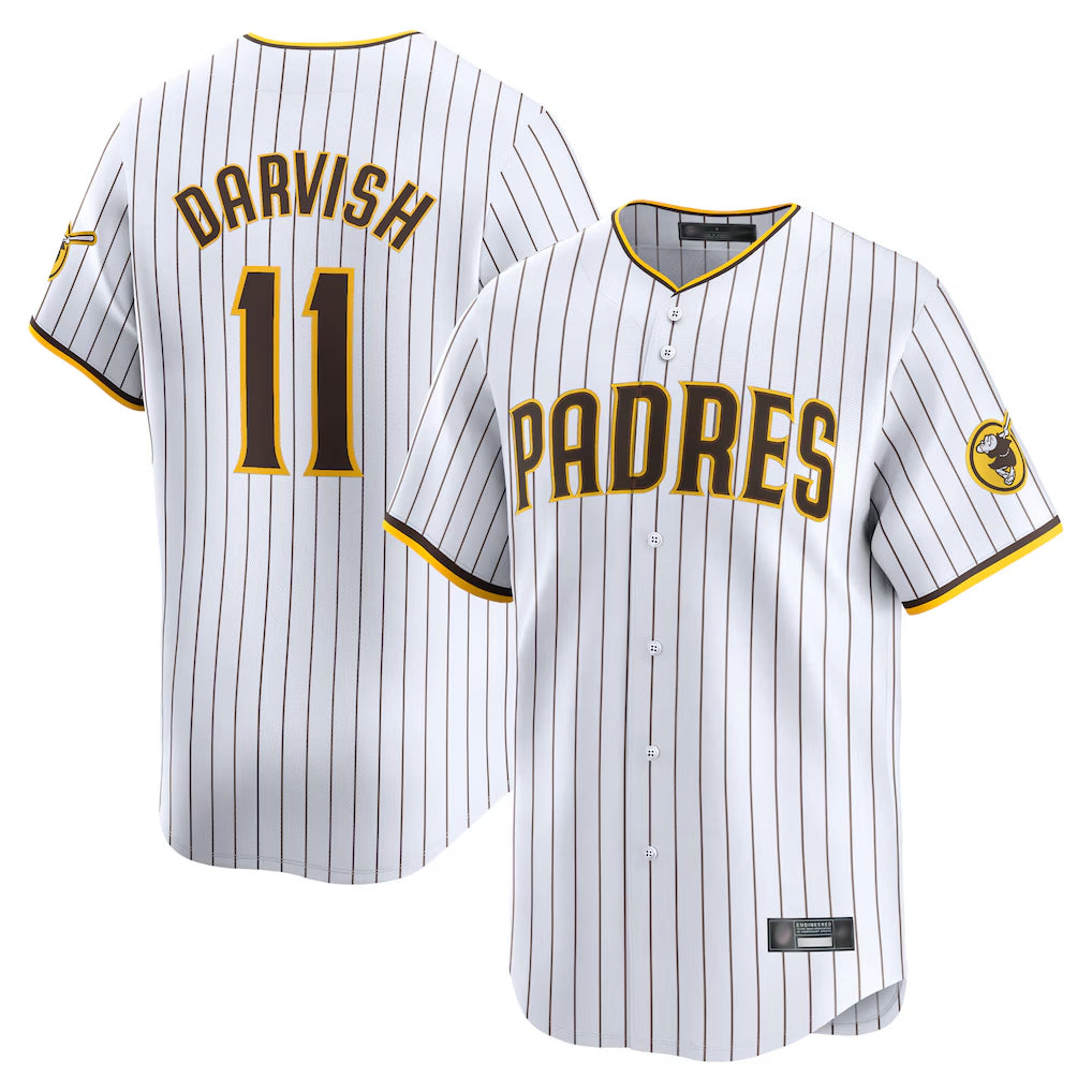 Friene S.Diego Padres #11 Yu Darvish Player White Home Limited Stitched Jerseys