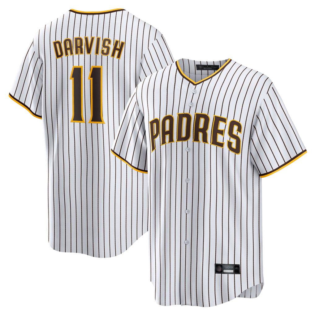 Friene S.Diego Padres #11 Yu Darvish Player White Home Replica Game Stitched Jerseys