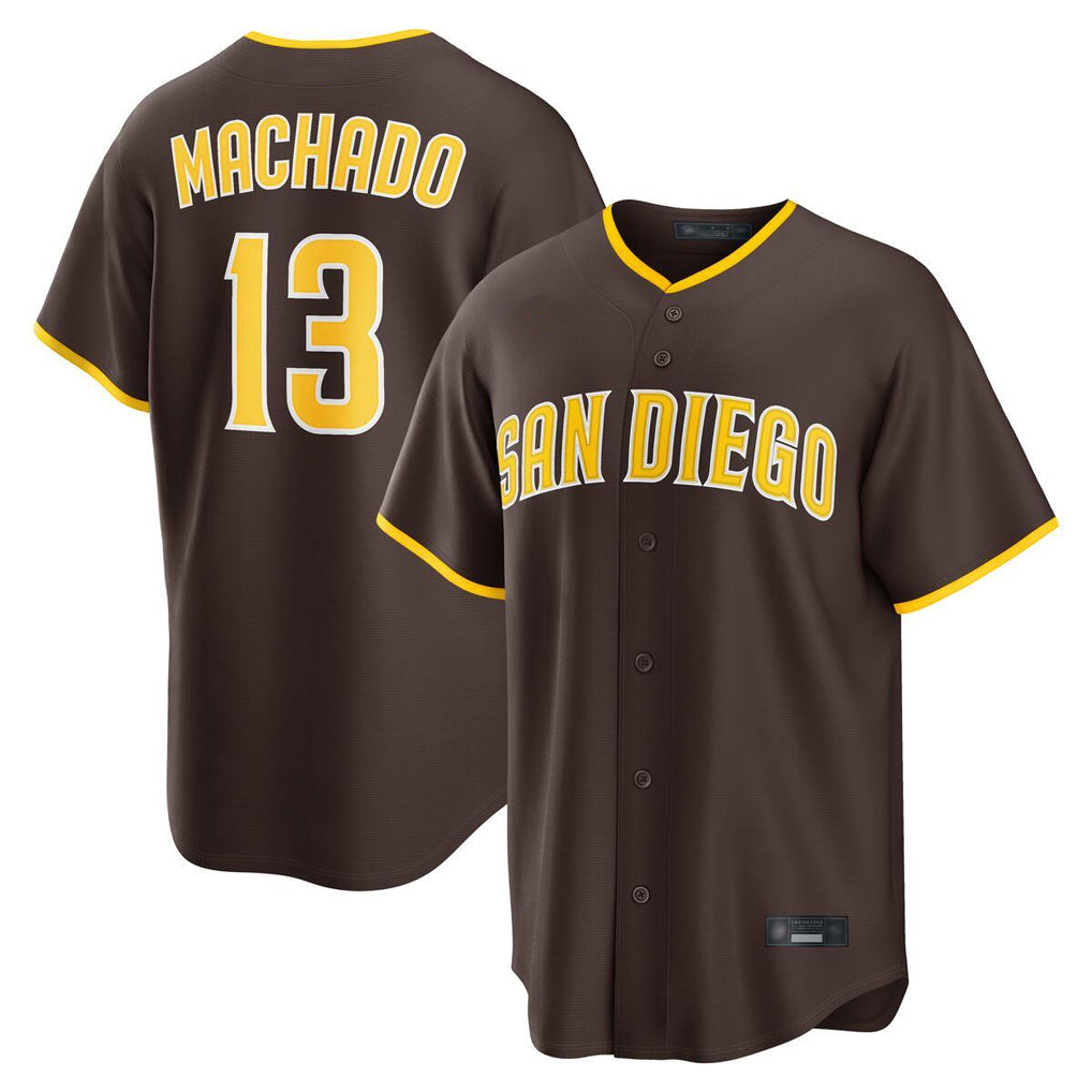 Friene S.Diego Padres #13 Manny Machado Player Brown Alternate Replica Game Stitched Jerseys