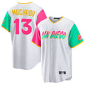 Friene S.Diego Padres #13 Manny Machado Player White City Connect Home Game Stitched Jerseys