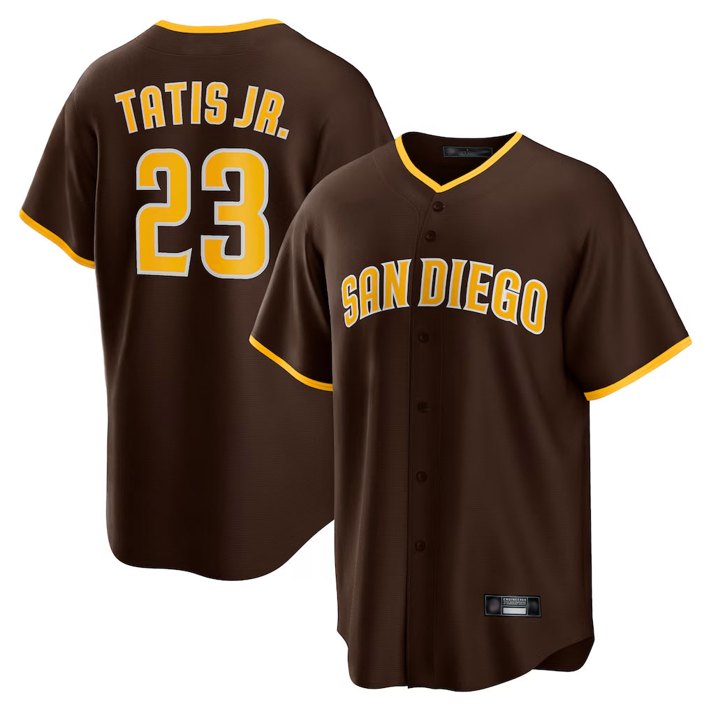 Friene S.Diego Padres #23 Fernando Tatis Jr Player Brown Alternate Replica Game Stitched Jerseys