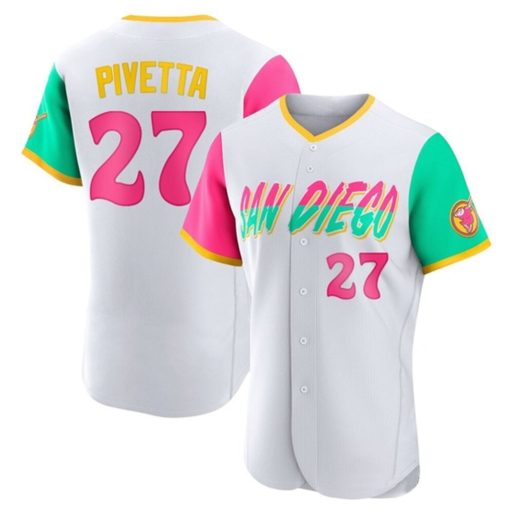 Friene S.Diego Padres #27 Nick Pivetta Player White City Connect Home Limited Elite Stitched Jerseys