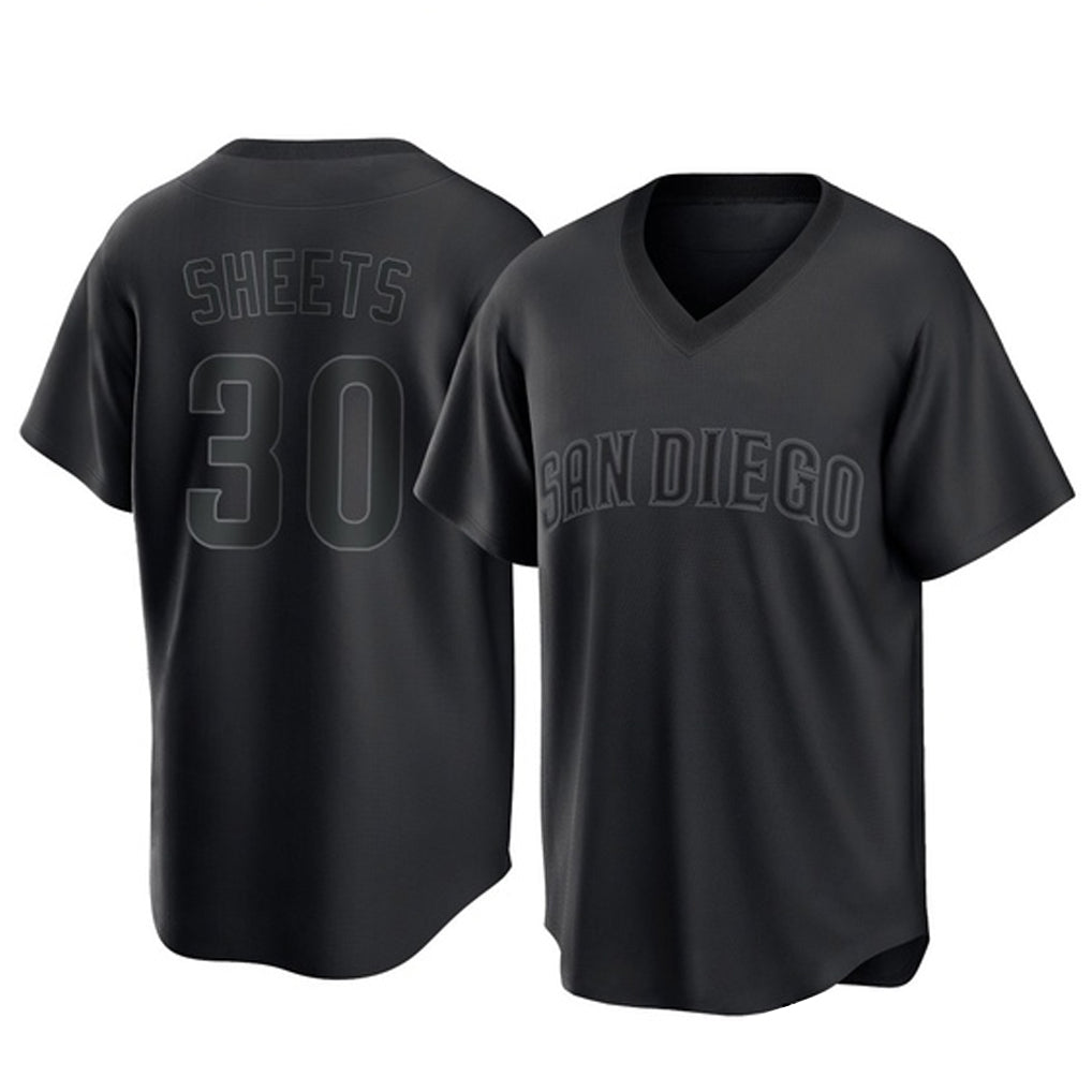 Friene S.Diego Padres #30 Gavin Sheets Player Black Pitch Fashion Game T-shirt Stitched Jerseys