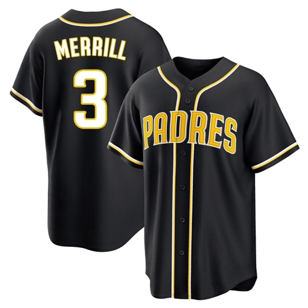 Friene S.Diego Padres #3 Jackson Merrill Player Black 2026 Fashion Home Stitched Jerseys