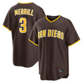 Friene S.Diego Padres #3 Jackson Merrill Player Brown Home Game Stitched Jerseys