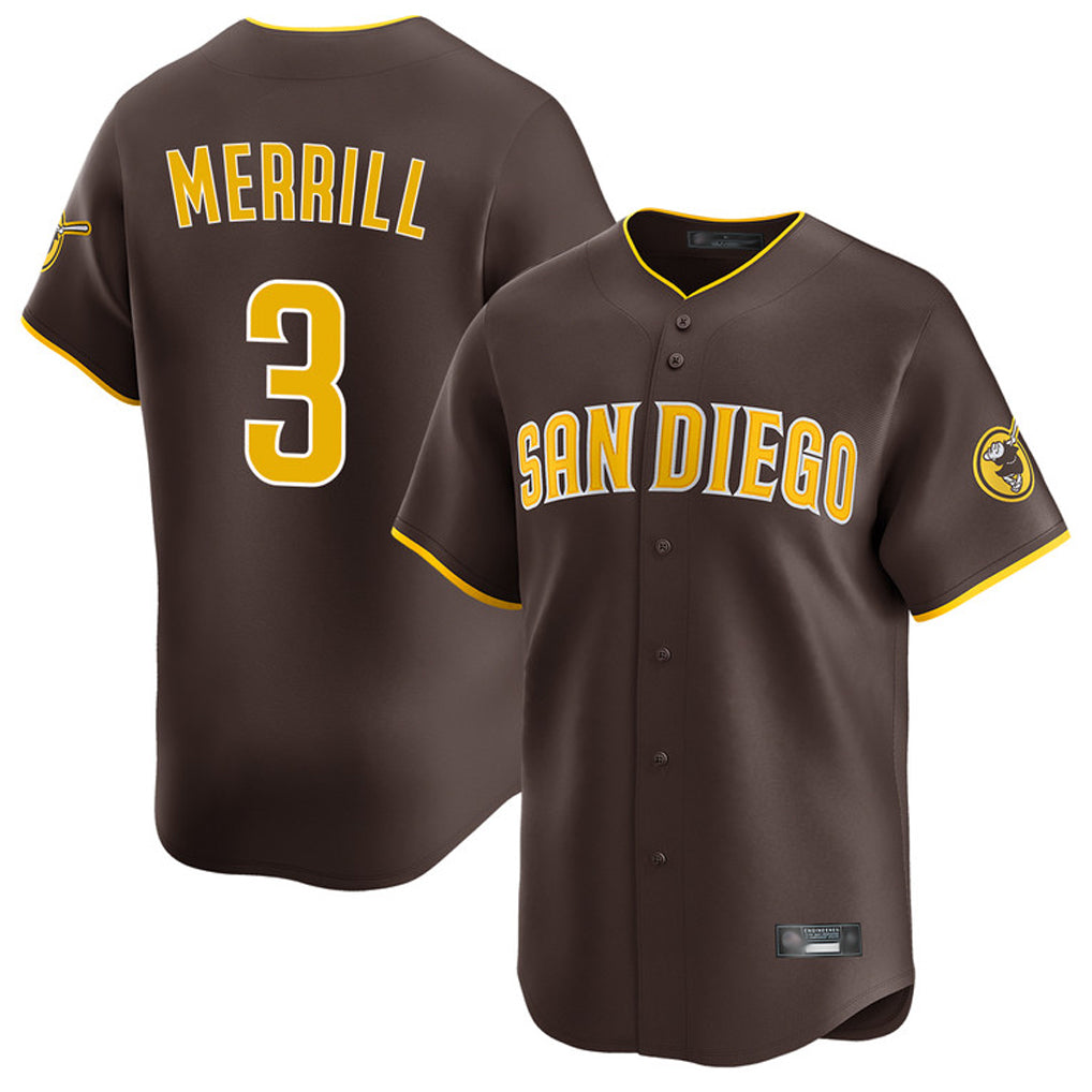 Friene S.Diego Padres #3 Jackson Merrill Player Brown Home Limited Stitched Jerseys