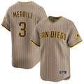 Friene S.Diego Padres #3 Jackson Merrill Player Khaki Home Limited Stitched Jerseys