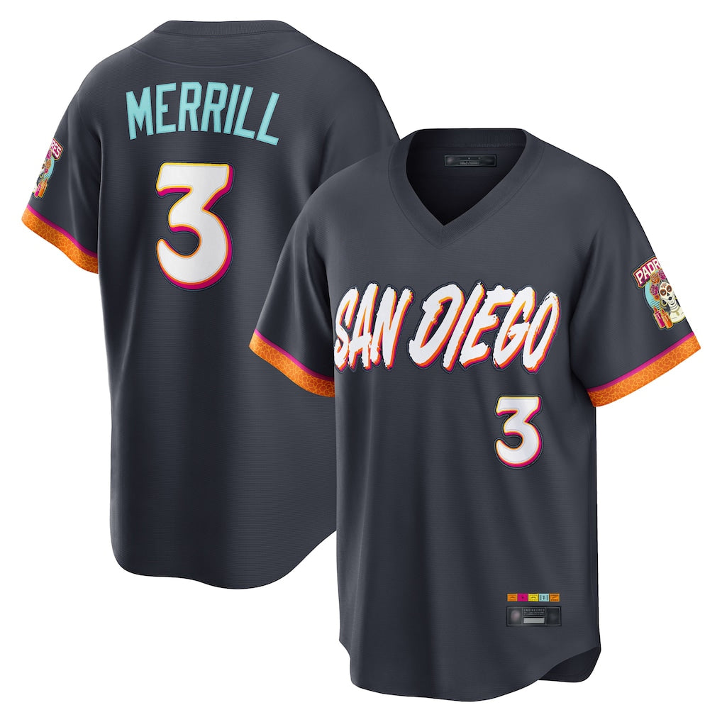 Friene S.Diego Padres #3 Jackson Merrill Player Obsidian 2026 City Connect Home Limited T-shirt Stitched Jerseys