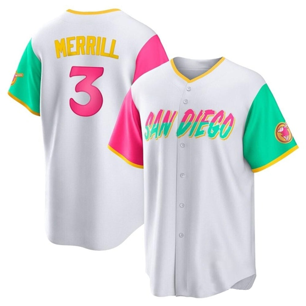 Friene S.Diego Padres #3 Jackson Merrill Player White City Connect Home Game Stitched Jerseys