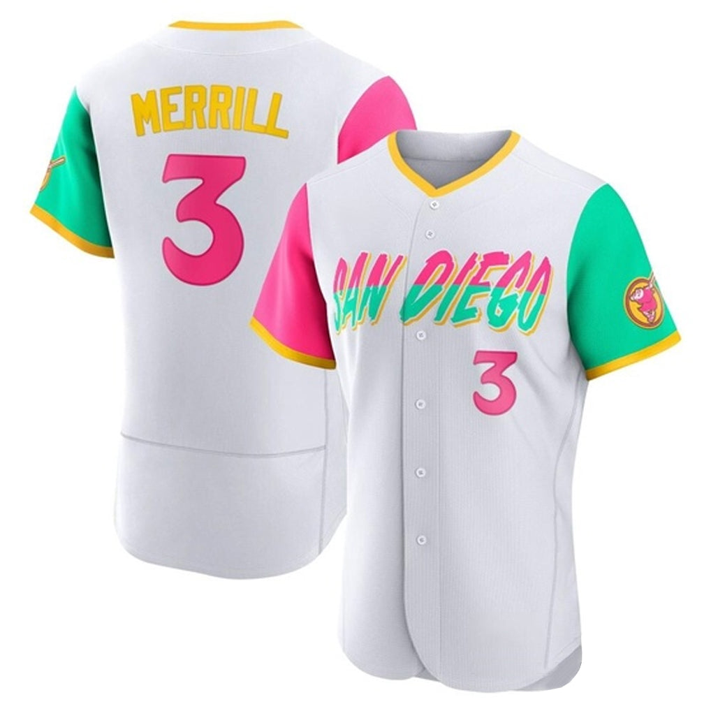 Friene S.Diego Padres #3 Jackson Merrill Player White City Connect Home Limited Elite Stitched Jerseys