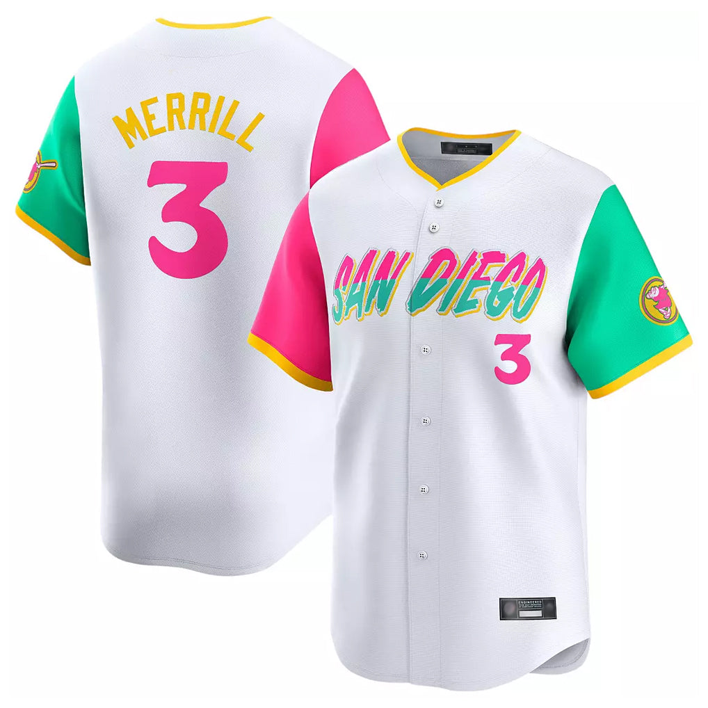 Friene S.Diego Padres #3 Jackson Merrill Player White City Connect Home Limited Stitched Jerseys