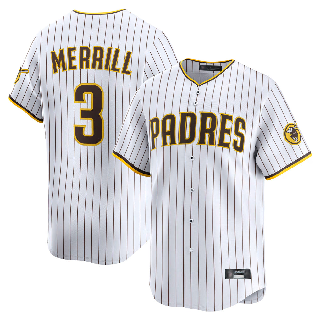 Friene S.Diego Padres #3 Jackson Merrill Player White Home Limited Stitched Jerseys