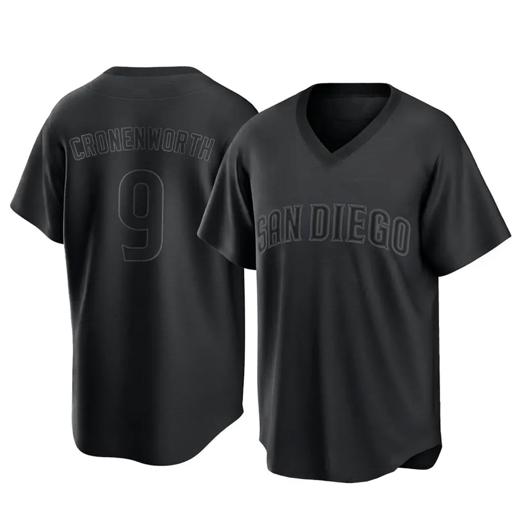 Friene S.Diego Padres #9 Jake Cronenworth Player Black Pitch Fashion Game T-shirt Stitched Jerseys